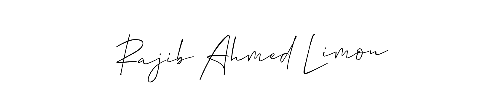 Allison_Script is a professional signature style that is perfect for those who want to add a touch of class to their signature. It is also a great choice for those who want to make their signature more unique. Get Rajib Ahmed Limon name to fancy signature for free. Rajib Ahmed Limon signature style 2 images and pictures png