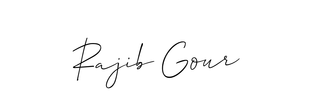 Make a short Rajib Gour signature style. Manage your documents anywhere anytime using Allison_Script. Create and add eSignatures, submit forms, share and send files easily. Rajib Gour signature style 2 images and pictures png