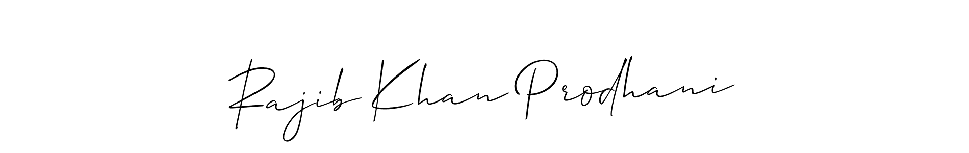 How to make Rajib Khan Prodhani signature? Allison_Script is a professional autograph style. Create handwritten signature for Rajib Khan Prodhani name. Rajib Khan Prodhani signature style 2 images and pictures png