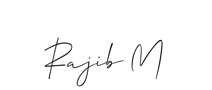 if you are searching for the best signature style for your name Rajib M. so please give up your signature search. here we have designed multiple signature styles  using Allison_Script. Rajib M signature style 2 images and pictures png