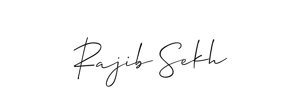 Use a signature maker to create a handwritten signature online. With this signature software, you can design (Allison_Script) your own signature for name Rajib Sekh. Rajib Sekh signature style 2 images and pictures png