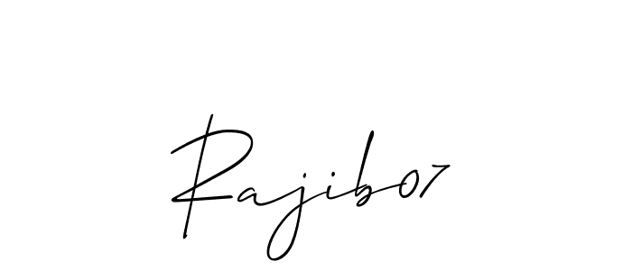 Use a signature maker to create a handwritten signature online. With this signature software, you can design (Allison_Script) your own signature for name Rajib07. Rajib07 signature style 2 images and pictures png