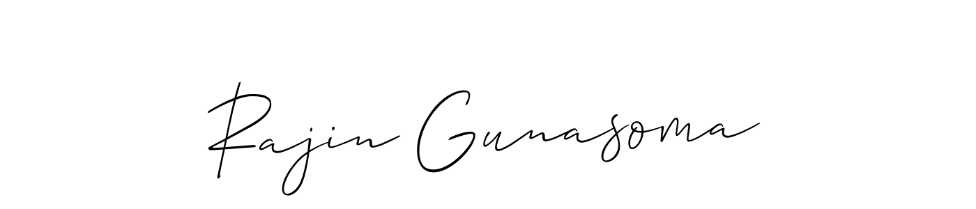 Use a signature maker to create a handwritten signature online. With this signature software, you can design (Allison_Script) your own signature for name Rajin Gunasoma. Rajin Gunasoma signature style 2 images and pictures png