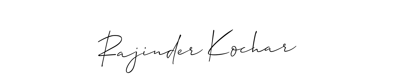 Allison_Script is a professional signature style that is perfect for those who want to add a touch of class to their signature. It is also a great choice for those who want to make their signature more unique. Get Rajinder Kochar name to fancy signature for free. Rajinder Kochar signature style 2 images and pictures png