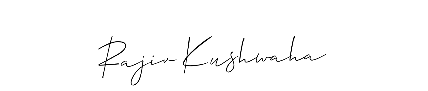 Also we have Rajiv Kushwaha name is the best signature style. Create professional handwritten signature collection using Allison_Script autograph style. Rajiv Kushwaha signature style 2 images and pictures png