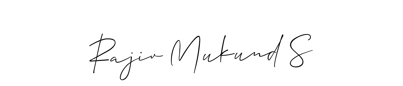 Use a signature maker to create a handwritten signature online. With this signature software, you can design (Allison_Script) your own signature for name Rajiv Mukund S. Rajiv Mukund S signature style 2 images and pictures png