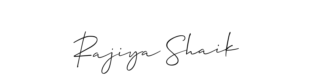 Allison_Script is a professional signature style that is perfect for those who want to add a touch of class to their signature. It is also a great choice for those who want to make their signature more unique. Get Rajiya Shaik name to fancy signature for free. Rajiya Shaik signature style 2 images and pictures png