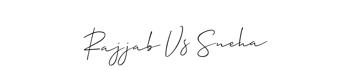 You should practise on your own different ways (Allison_Script) to write your name (Rajjab Vs Sneha) in signature. don't let someone else do it for you. Rajjab Vs Sneha signature style 2 images and pictures png