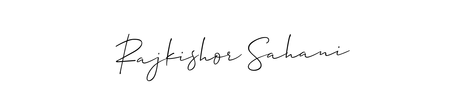 Also You can easily find your signature by using the search form. We will create Rajkishor Sahani name handwritten signature images for you free of cost using Allison_Script sign style. Rajkishor Sahani signature style 2 images and pictures png