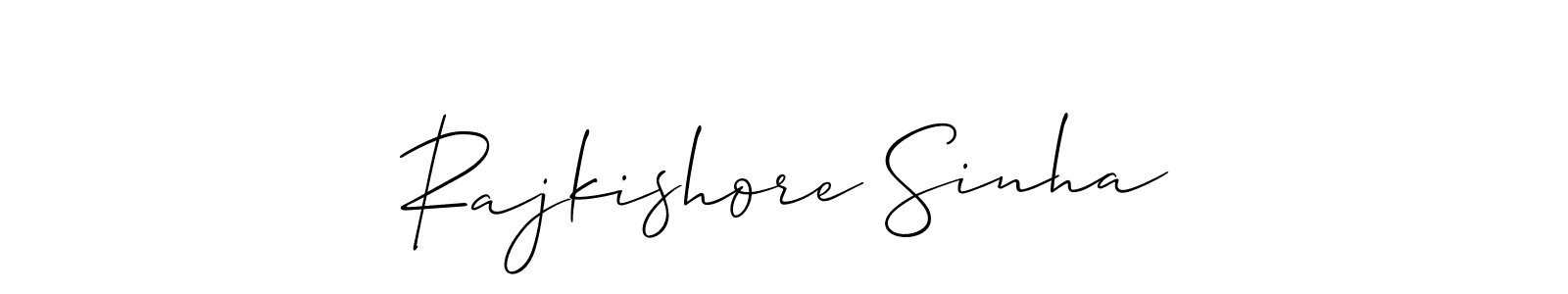 You should practise on your own different ways (Allison_Script) to write your name (Rajkishore Sinha) in signature. don't let someone else do it for you. Rajkishore Sinha signature style 2 images and pictures png
