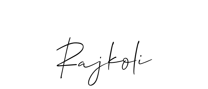 Use a signature maker to create a handwritten signature online. With this signature software, you can design (Allison_Script) your own signature for name Rajkoli. Rajkoli signature style 2 images and pictures png