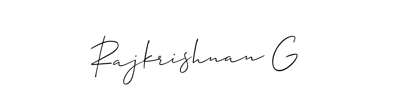 Rajkrishnan G stylish signature style. Best Handwritten Sign (Allison_Script) for my name. Handwritten Signature Collection Ideas for my name Rajkrishnan G. Rajkrishnan G signature style 2 images and pictures png