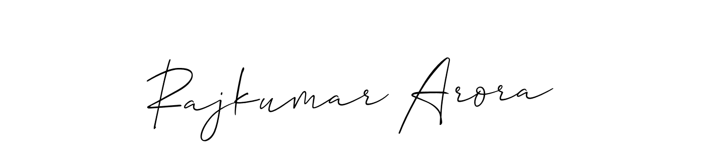 Make a short Rajkumar Arora signature style. Manage your documents anywhere anytime using Allison_Script. Create and add eSignatures, submit forms, share and send files easily. Rajkumar Arora signature style 2 images and pictures png
