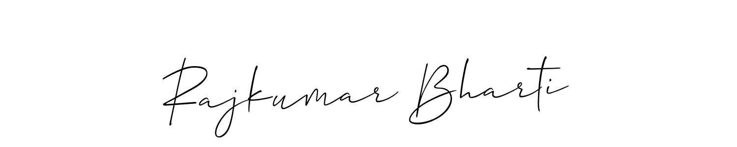 The best way (Allison_Script) to make a short signature is to pick only two or three words in your name. The name Rajkumar Bharti include a total of six letters. For converting this name. Rajkumar Bharti signature style 2 images and pictures png