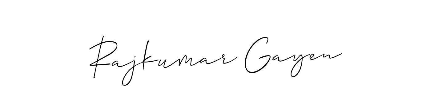 How to make Rajkumar Gayen name signature. Use Allison_Script style for creating short signs online. This is the latest handwritten sign. Rajkumar Gayen signature style 2 images and pictures png