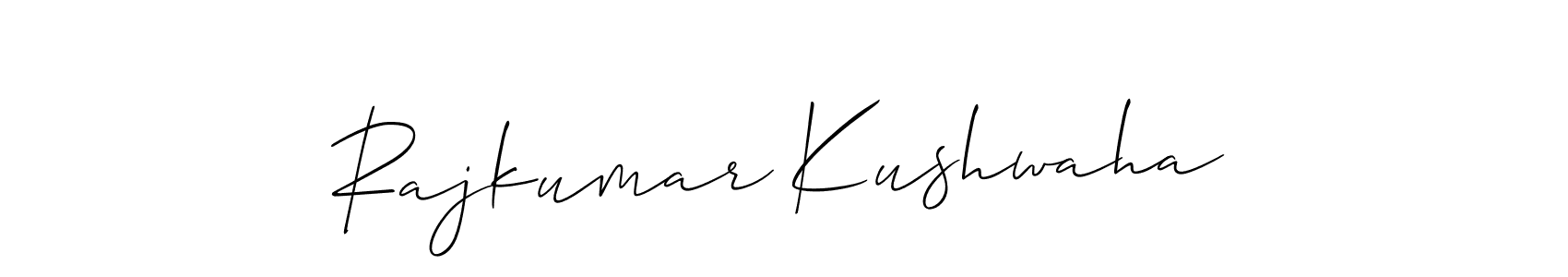 Allison_Script is a professional signature style that is perfect for those who want to add a touch of class to their signature. It is also a great choice for those who want to make their signature more unique. Get Rajkumar Kushwaha name to fancy signature for free. Rajkumar Kushwaha signature style 2 images and pictures png