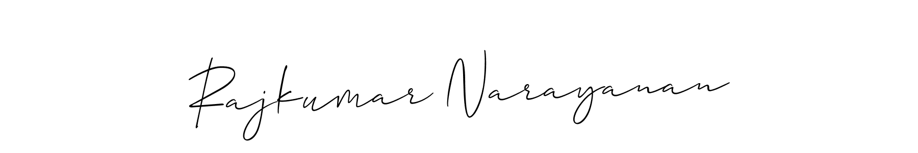 How to make Rajkumar Narayanan name signature. Use Allison_Script style for creating short signs online. This is the latest handwritten sign. Rajkumar Narayanan signature style 2 images and pictures png
