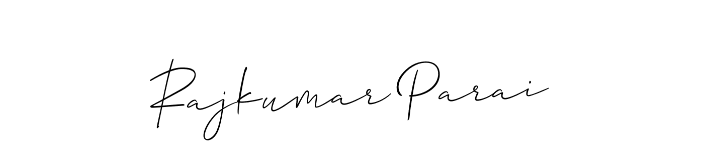 The best way (Allison_Script) to make a short signature is to pick only two or three words in your name. The name Rajkumar Parai include a total of six letters. For converting this name. Rajkumar Parai signature style 2 images and pictures png
