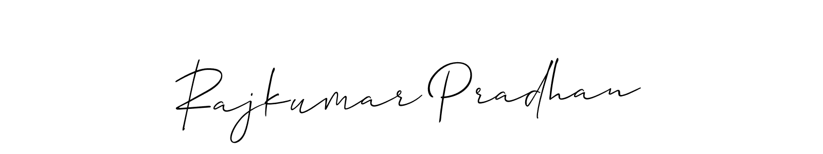 The best way (Allison_Script) to make a short signature is to pick only two or three words in your name. The name Rajkumar Pradhan include a total of six letters. For converting this name. Rajkumar Pradhan signature style 2 images and pictures png