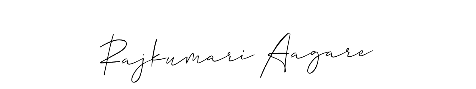 Make a short Rajkumari Aagare signature style. Manage your documents anywhere anytime using Allison_Script. Create and add eSignatures, submit forms, share and send files easily. Rajkumari Aagare signature style 2 images and pictures png