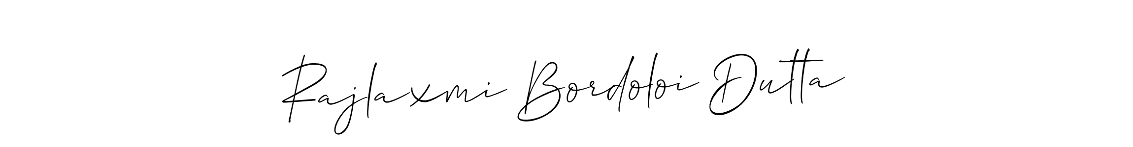 The best way (Allison_Script) to make a short signature is to pick only two or three words in your name. The name Rajlaxmi Bordoloi Dutta include a total of six letters. For converting this name. Rajlaxmi Bordoloi Dutta signature style 2 images and pictures png