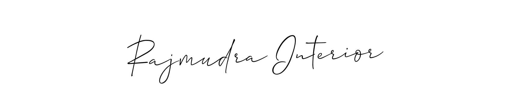 The best way (Allison_Script) to make a short signature is to pick only two or three words in your name. The name Rajmudra Interior include a total of six letters. For converting this name. Rajmudra Interior signature style 2 images and pictures png
