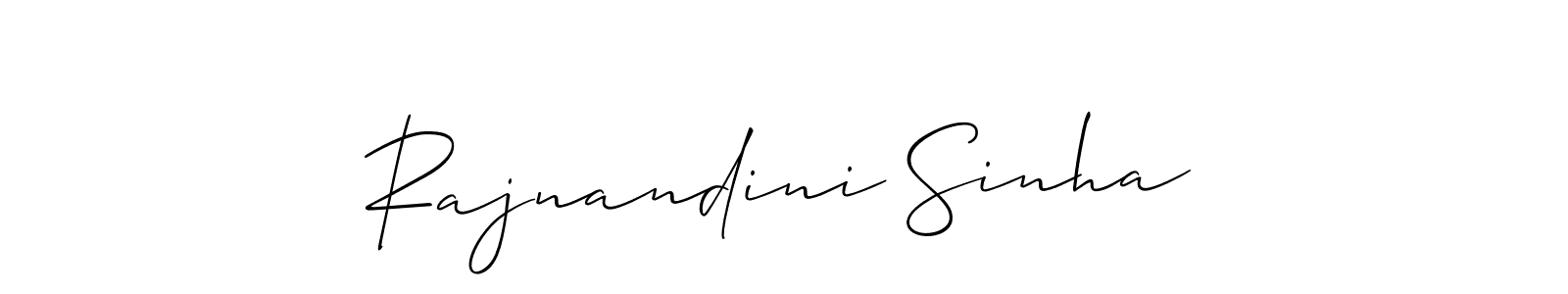 How to make Rajnandini Sinha name signature. Use Allison_Script style for creating short signs online. This is the latest handwritten sign. Rajnandini Sinha signature style 2 images and pictures png