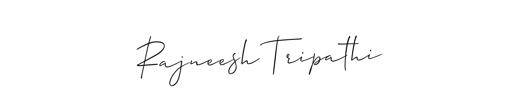 The best way (Allison_Script) to make a short signature is to pick only two or three words in your name. The name Rajneesh Tripathi include a total of six letters. For converting this name. Rajneesh Tripathi signature style 2 images and pictures png