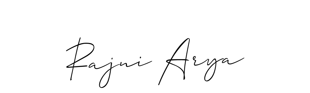 Allison_Script is a professional signature style that is perfect for those who want to add a touch of class to their signature. It is also a great choice for those who want to make their signature more unique. Get Rajni Arya name to fancy signature for free. Rajni Arya signature style 2 images and pictures png