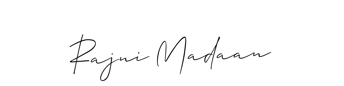 You should practise on your own different ways (Allison_Script) to write your name (Rajni Madaan) in signature. don't let someone else do it for you. Rajni Madaan signature style 2 images and pictures png