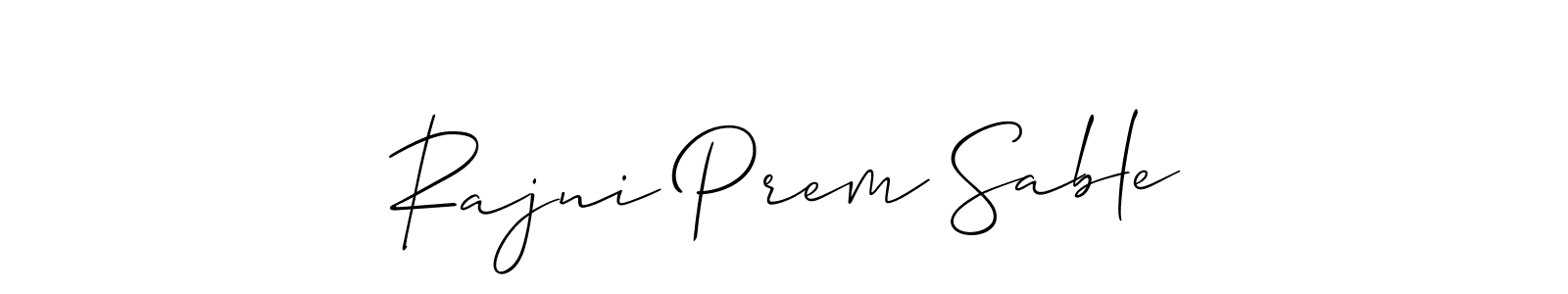 This is the best signature style for the Rajni Prem Sable name. Also you like these signature font (Allison_Script). Mix name signature. Rajni Prem Sable signature style 2 images and pictures png