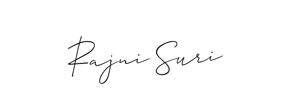 Make a short Rajni Suri signature style. Manage your documents anywhere anytime using Allison_Script. Create and add eSignatures, submit forms, share and send files easily. Rajni Suri signature style 2 images and pictures png