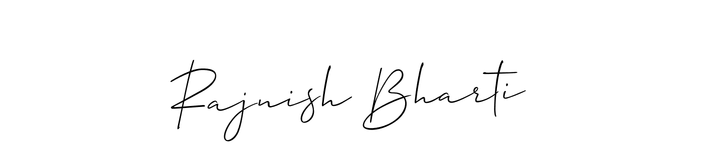 Make a beautiful signature design for name Rajnish Bharti. With this signature (Allison_Script) style, you can create a handwritten signature for free. Rajnish Bharti signature style 2 images and pictures png