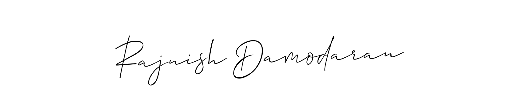 if you are searching for the best signature style for your name Rajnish Damodaran. so please give up your signature search. here we have designed multiple signature styles  using Allison_Script. Rajnish Damodaran signature style 2 images and pictures png