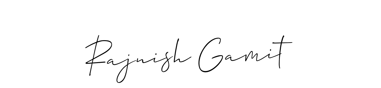 How to make Rajnish Gamit name signature. Use Allison_Script style for creating short signs online. This is the latest handwritten sign. Rajnish Gamit signature style 2 images and pictures png