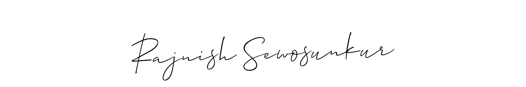 if you are searching for the best signature style for your name Rajnish Sewosunkur. so please give up your signature search. here we have designed multiple signature styles  using Allison_Script. Rajnish Sewosunkur signature style 2 images and pictures png