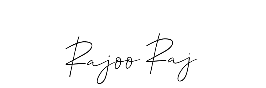 The best way (Allison_Script) to make a short signature is to pick only two or three words in your name. The name Rajoo Raj include a total of six letters. For converting this name. Rajoo Raj signature style 2 images and pictures png