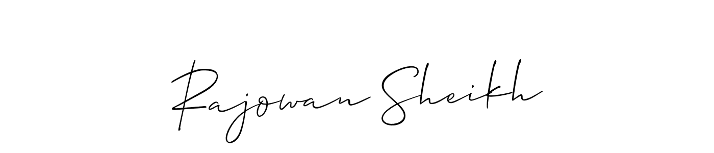 The best way (Allison_Script) to make a short signature is to pick only two or three words in your name. The name Rajowan Sheikh include a total of six letters. For converting this name. Rajowan Sheikh signature style 2 images and pictures png