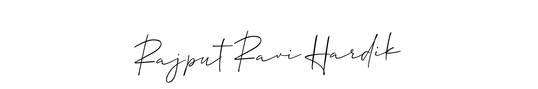 How to make Rajput Ravi Hardik name signature. Use Allison_Script style for creating short signs online. This is the latest handwritten sign. Rajput Ravi Hardik signature style 2 images and pictures png