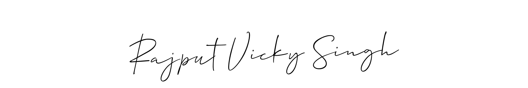 Also You can easily find your signature by using the search form. We will create Rajput Vicky Singh name handwritten signature images for you free of cost using Allison_Script sign style. Rajput Vicky Singh signature style 2 images and pictures png