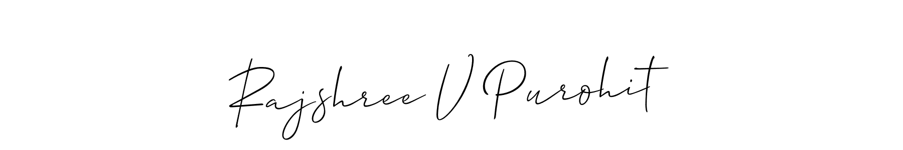 It looks lik you need a new signature style for name Rajshree V Purohit. Design unique handwritten (Allison_Script) signature with our free signature maker in just a few clicks. Rajshree V Purohit signature style 2 images and pictures png