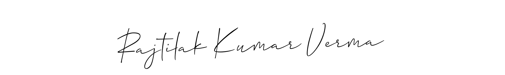 It looks lik you need a new signature style for name Rajtilak Kumar Verma. Design unique handwritten (Allison_Script) signature with our free signature maker in just a few clicks. Rajtilak Kumar Verma signature style 2 images and pictures png