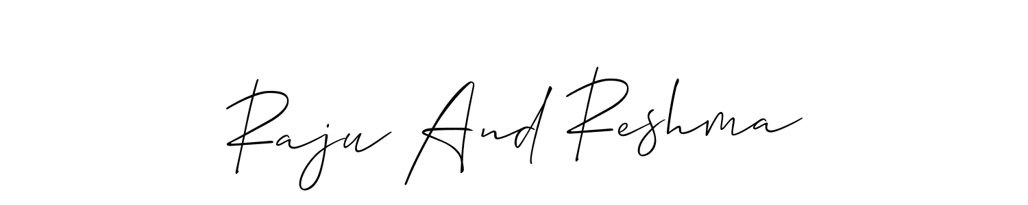 The best way (Allison_Script) to make a short signature is to pick only two or three words in your name. The name Raju And Reshma include a total of six letters. For converting this name. Raju And Reshma signature style 2 images and pictures png