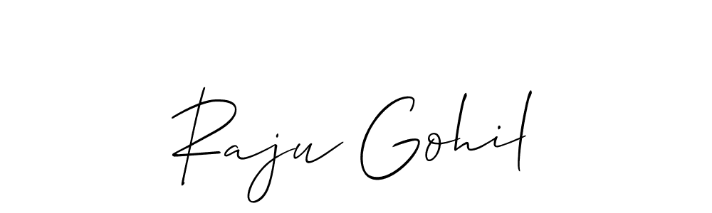 Make a beautiful signature design for name Raju Gohil. With this signature (Allison_Script) style, you can create a handwritten signature for free. Raju Gohil signature style 2 images and pictures png