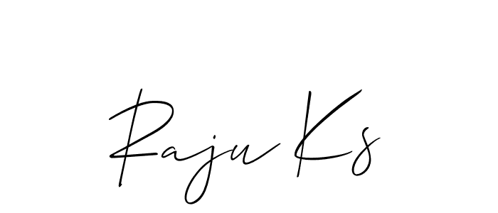 It looks lik you need a new signature style for name Raju Ks. Design unique handwritten (Allison_Script) signature with our free signature maker in just a few clicks. Raju Ks signature style 2 images and pictures png