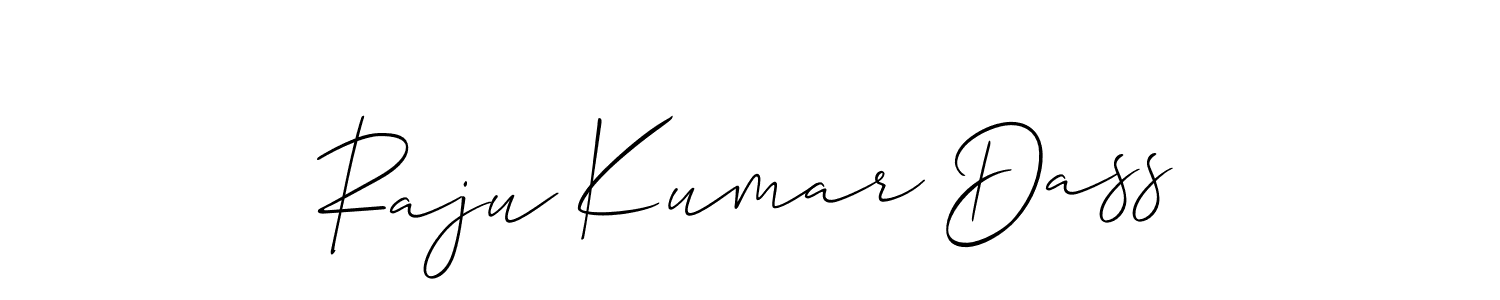 The best way (Allison_Script) to make a short signature is to pick only two or three words in your name. The name Raju Kumar Dass include a total of six letters. For converting this name. Raju Kumar Dass signature style 2 images and pictures png