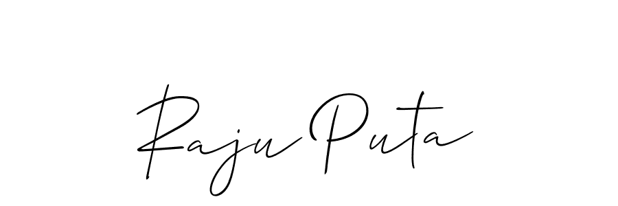 if you are searching for the best signature style for your name Raju Puta. so please give up your signature search. here we have designed multiple signature styles  using Allison_Script. Raju Puta signature style 2 images and pictures png