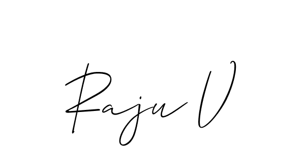 Allison_Script is a professional signature style that is perfect for those who want to add a touch of class to their signature. It is also a great choice for those who want to make their signature more unique. Get Raju V name to fancy signature for free. Raju V signature style 2 images and pictures png
