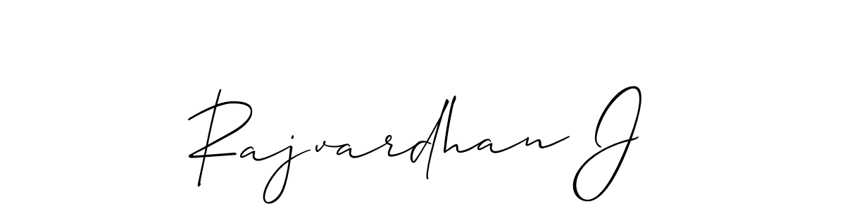 How to make Rajvardhan J name signature. Use Allison_Script style for creating short signs online. This is the latest handwritten sign. Rajvardhan J signature style 2 images and pictures png