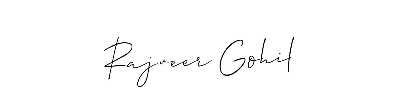 Allison_Script is a professional signature style that is perfect for those who want to add a touch of class to their signature. It is also a great choice for those who want to make their signature more unique. Get Rajveer Gohil name to fancy signature for free. Rajveer Gohil signature style 2 images and pictures png